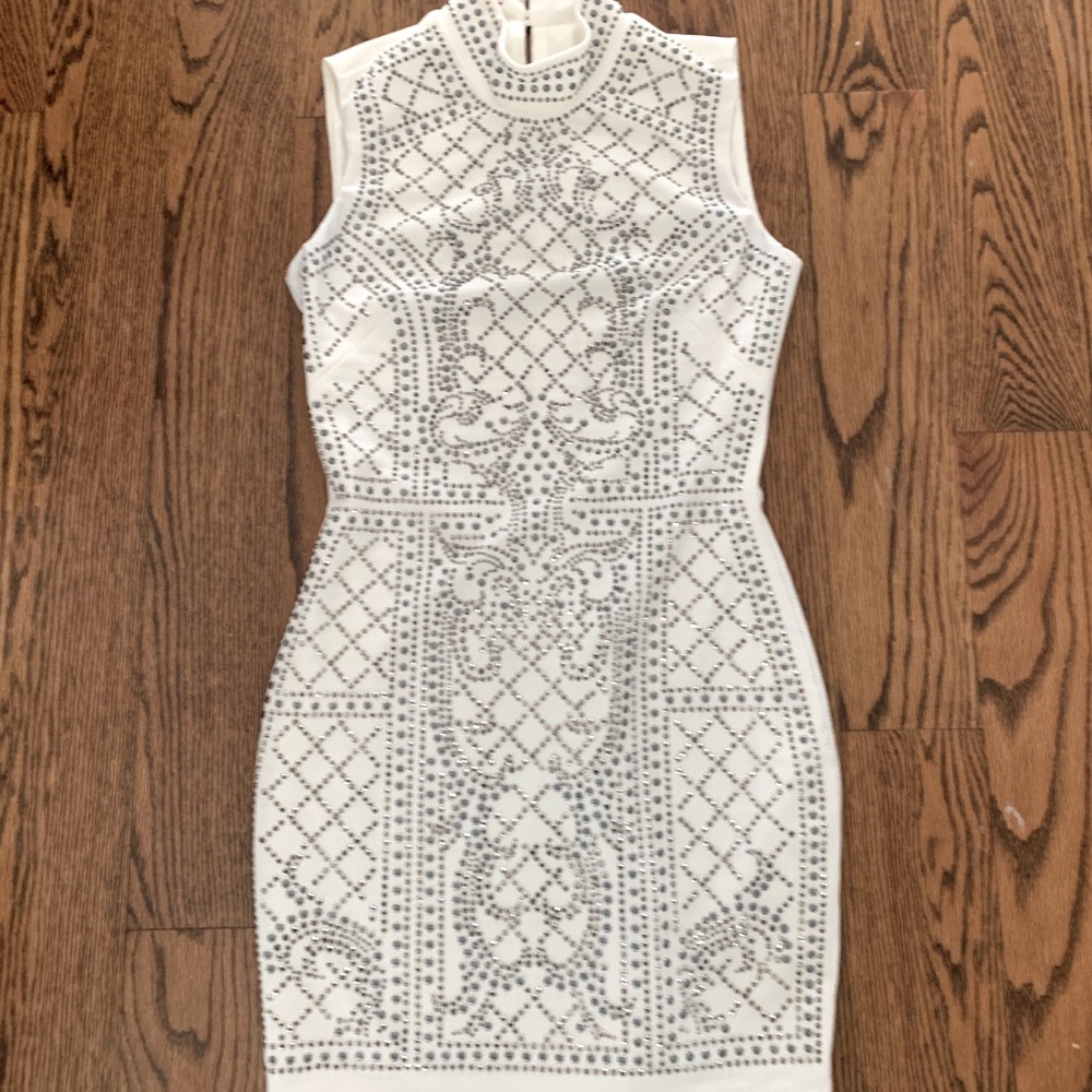 embellished body con dress